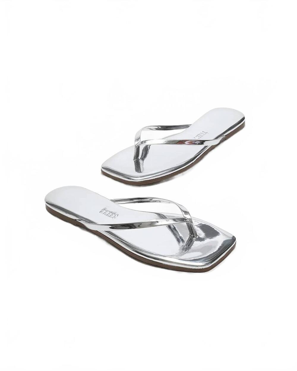 NEW TKEES women's square toe lily mirror sandal in chrome
